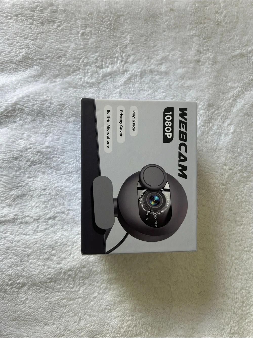 1080P Webcam with Privacy Cover and Built-In Microphone - Black